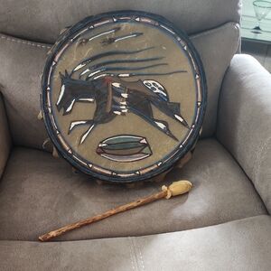 Vintage Native American Hand-Painted Drum